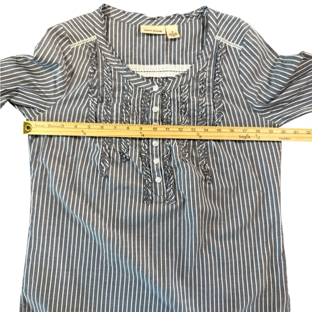 DKNY Blue and‎ White Striped Blouse - Picture 3 of 7